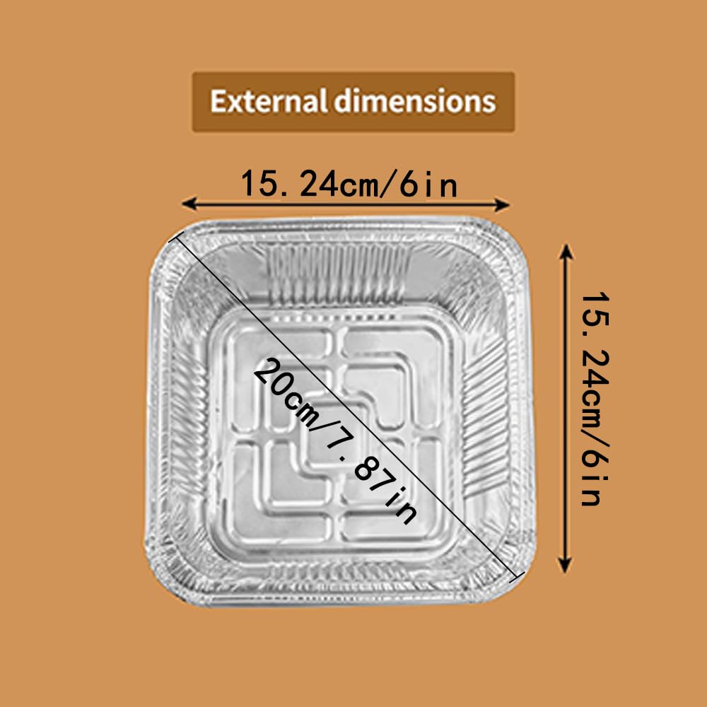 Aluminum Trays - Square Oven Dishes - Air Fryer Trays - Aluminum Bowls - Disposable Trays - BBQ Drip Trays - Grill Accessories - Baking Pans - Heat Resistant - Food Containers - Catering Trays - Meal Prep Trays - Practical - Silver - 50 Pieces