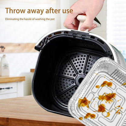Aluminum Trays - Square Oven Dishes - Air Fryer Trays - Aluminum Bowls - Disposable Trays - BBQ Drip Trays - Grill Accessories - Baking Pans - Heat Resistant - Food Containers - Catering Trays - Meal Prep Trays - Practical - Silver - 50 Pieces