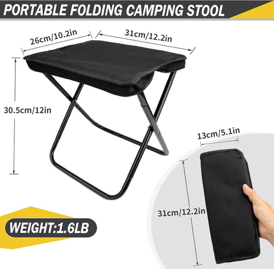Camping Chair - Folding Chair - Fishing Chair - Camping Stool - Foldable Chair - Festival Chair - Folding Stool - Beach Chair - Hiking Stool - Outdoor - Picnic - Travel Chair - Lightweight - Portable - Foldable - With Storage Bag - Black - 1 Piece.
