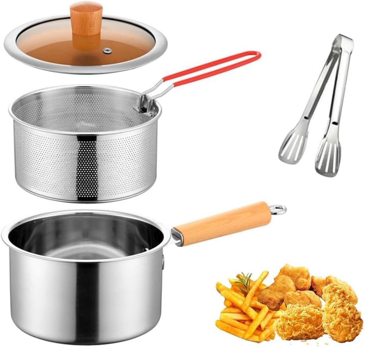 Deep fryer - Deep fryer - Saucepan - Cooking pot - Frying basket - Doughnut pan - Dutch oven - Induction pan - Gas - Electric - Frying set - Kitchen utensils - Kitchen accessories - Including tongs - Stainless steel - Stainless steel - Silver - 1 piece.