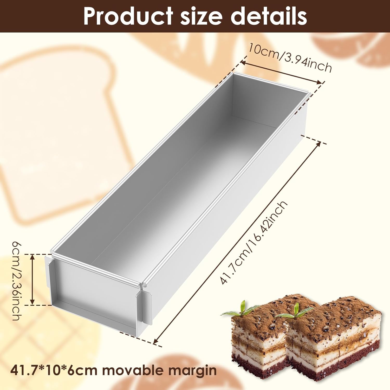 Baking tin - Cake tin - Tiramisu tin - Baking pan - Rectangular cake tin - Terrine tin - Loaf tin - Dessert tin - Pastry - Oblong baking tin - Kitchen utensils - Baking utensils - Kitchen accessories - Stainless steel - Stainless steel - Silver - 1 piece.