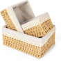 Storage Basket - Basket Set - Wicker Basket - Woven Basket - Cabinet Basket - Bathroom Basket - Storage Box - Drawer Organizer - Living Room - Bedroom - Bathroom Accessories - With Fabric Lining - Floral Print - Country Style - 3 Sizes - Natural - 3 Piece.