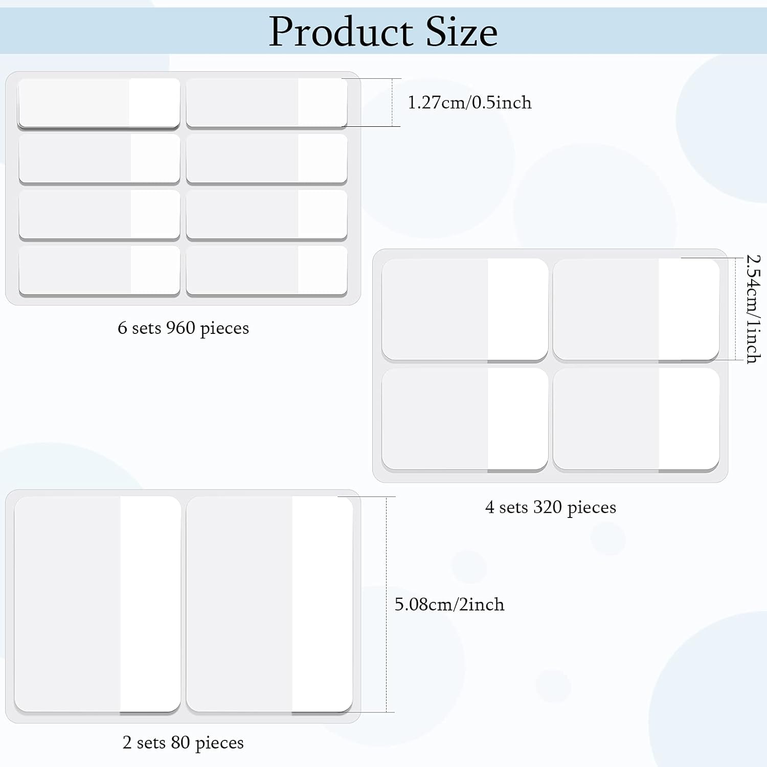 Sticky notes - Page markers - Index tabs - Sticky notes - Bookmarks - Transparent - Tabs - Office supplies - School supplies - Study - Writable - Notebooks - Agenda refill - White - 12 pieces.