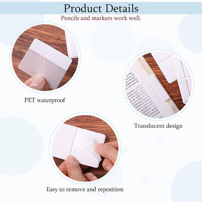 Sticky notes - Page markers - Index tabs - Sticky notes - Bookmarks - Transparent - Tabs - Office supplies - School supplies - Study - Writable - Notebooks - Agenda refill - White - 12 pieces.