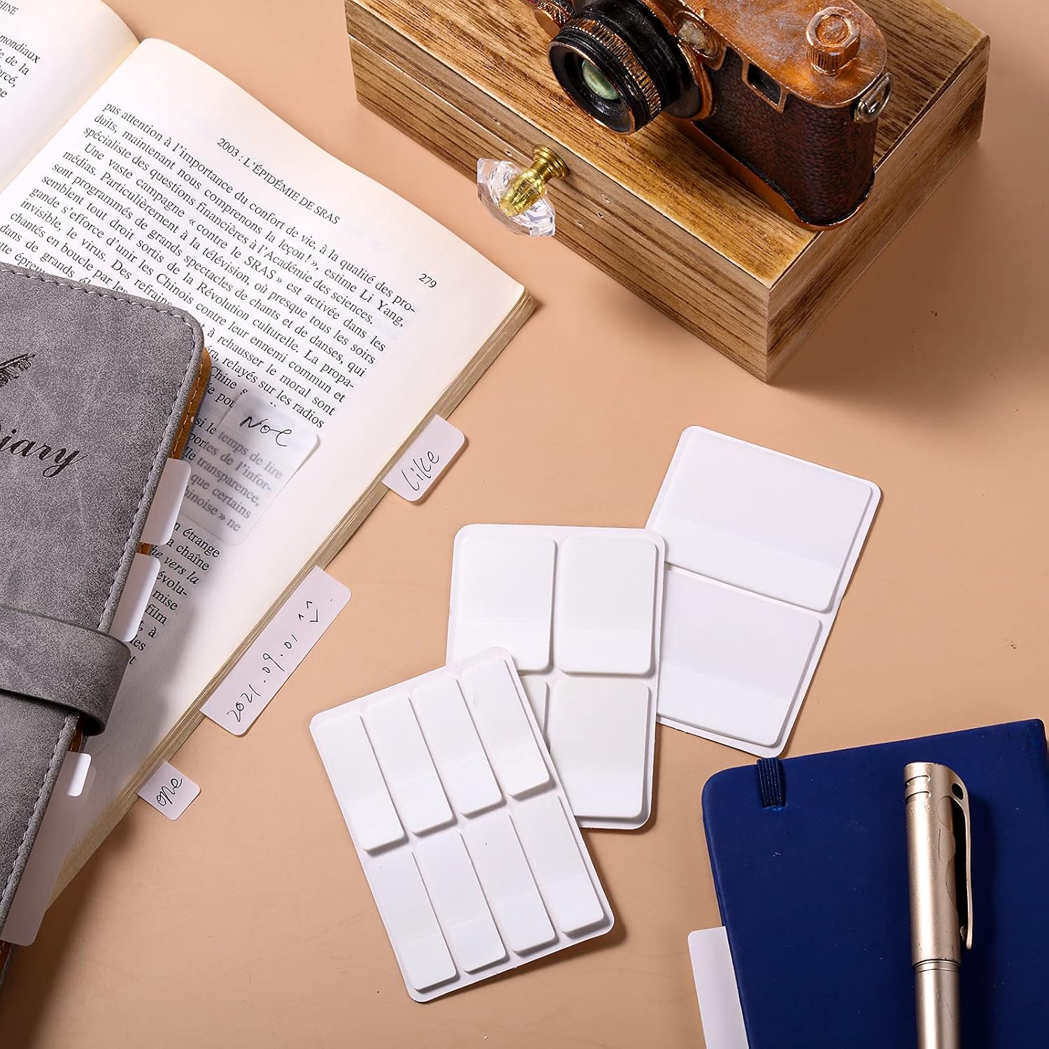 Sticky notes - Page markers - Index tabs - Sticky notes - Bookmarks - Transparent - Tabs - Office supplies - School supplies - Study - Writable - Notebooks - Agenda refill - White - 12 pieces.