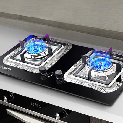 Gas stove protectors - Gas burner protectors - Aluminum foil gas stove - Gas stove foil - Kitchen accessories - Protective film - Extra thick - Universal - Cut to size - Square - Silver - 50 pieces.