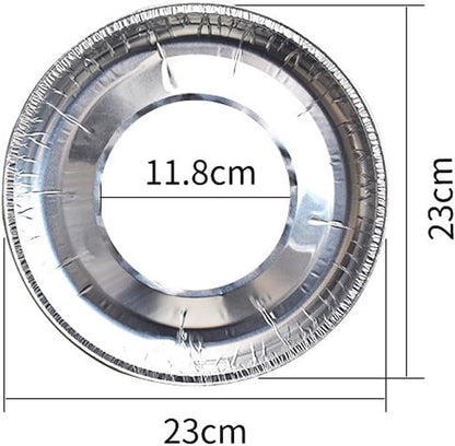 Gas stove protectors - Gas burner protectors - Aluminum foil gas stove - Gas stove foil - Kitchen accessories - Protective film - Extra thick - Universal - Cut to size - Hob protector - Round - Silver - 50 pieces