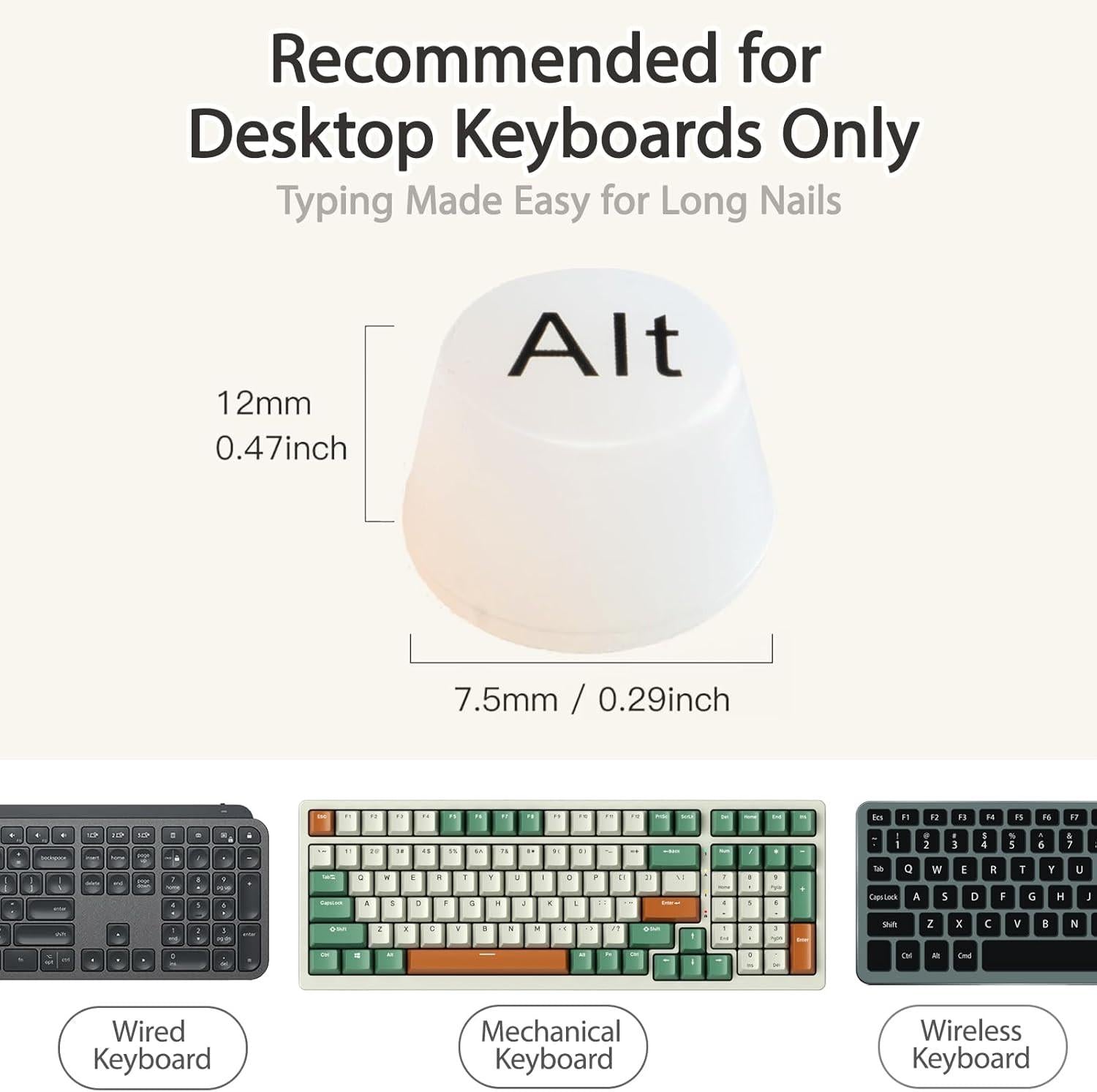 Keyboard Stickers - Large Letter Keyboard - QWERTY Layout - Low Vision Aids - Typing with Long Nails - 3D Silicone Keycaps - Laptop Accessories - Universal Round Keys - Wear-Resistant Replacement Letters - White - 64 Pieces.