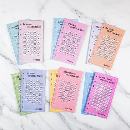 Savings Challenge - Budget Binder Refill A6 - Savings Challenge Tracker - Cash Stuffing Envelopes - Save Money - Financial Planner - Cash Book - Budget Planner - Euro Currency - Money Organizer - Goal Savings - Mix Colors - 48 Pieces