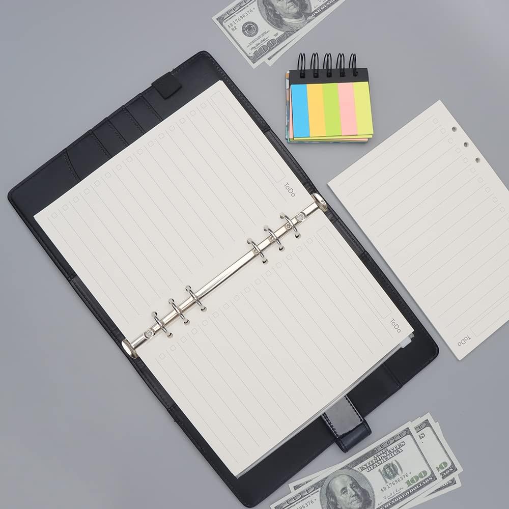 Notebook Refill A5 - Ring Binder Paper 6 Holes - Agenda Refill - Bullet Journal Paper - Refillable Notepad - Writing Paper - Planner Inserts - Office Supplies - School Supplies - To-Do List Check-Off -To Do List - White - 5 Pieces