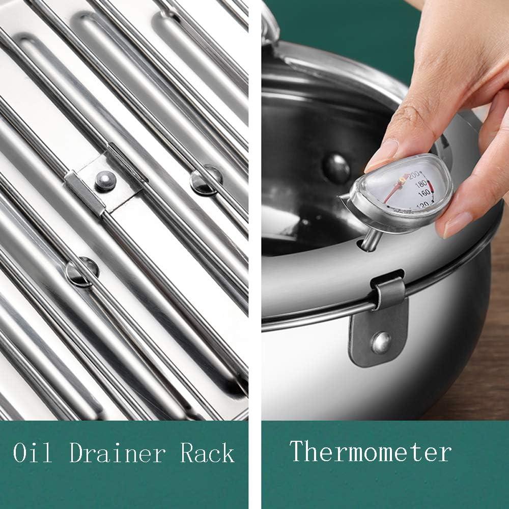 Deep fryer - Tempura pan - 24 cm - Stainless steel pan - Kitchen accessories - Japanese deep fryer - Induction deep fryer - Deep fryer - Cooking pot - Stainless steel pan - Large deep fryer - Kitchen utensils - Household - Silver - 1 piece.