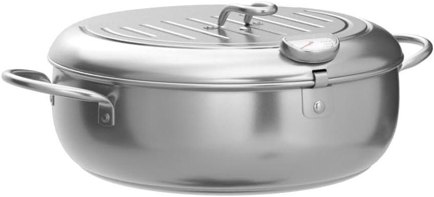 Deep fryer - Tempura pan - 24 cm - Stainless steel pan - Kitchen accessories - Japanese deep fryer - Induction deep fryer - Deep fryer - Cooking pot - Stainless steel pan - Large deep fryer - Kitchen utensils - Household - Silver - 1 piece.