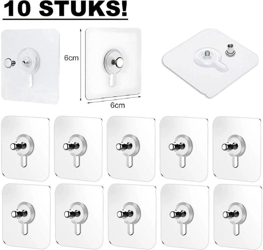 10x Adhesive Nail | Self-Adhesive Hooks | No Drilling Required Hanging System | Threaded.