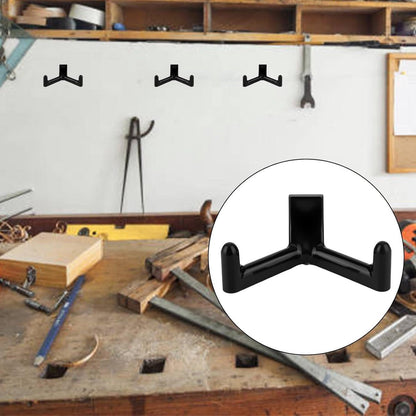 Tool Hooks for Garden Shed - Set of 3 | Double-Head Design for Shovels and Rakes | Handy Storage Accessories | Compatible with Garden Shed - Black
