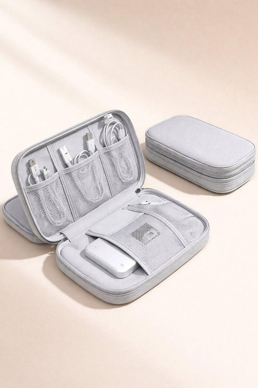 Cable Organizer Bag Grey â Travel & Storage Accessories â Compact & Portable â Water-Repellent â For Cables & Electronics.