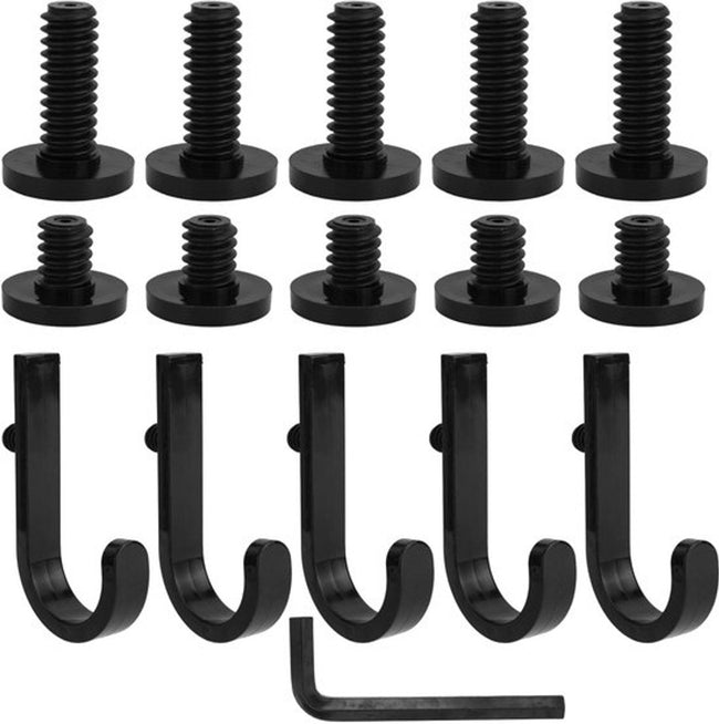 Set of 16 Storage Hooks for Suncast, 5 Black J-Shaped Tool Hooks Organizer with Long Wrench Short Screw Compatible with Suncast/Craftsman Storage Accessories Hover Image