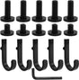 Set of 16 Storage Hooks for Suncast, 5 Black J-Shaped Tool Hooks Organizer with Long Wrench Short Screw Compatible with Suncast/Craftsman Storage Accessories