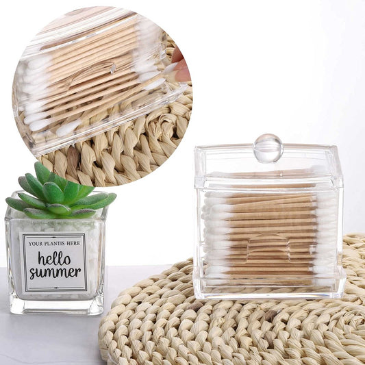 cotton swab holder dispenser large transparent bathroom storage accessories decoration organizer cotton swab cotton ball holder apothecary jar cotton swab cotton ball thread container.
