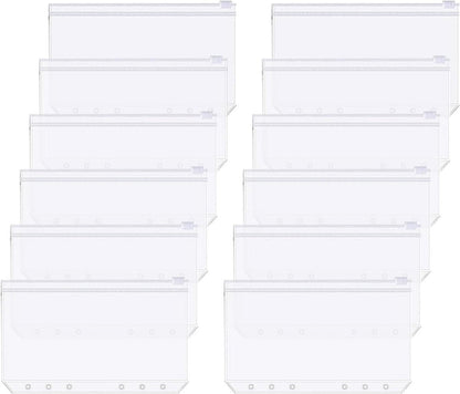 12 money envelopes with 6 holes for A6 size - Budget sleeve for receipts - Storage accessories with binding spine - Savings accessories