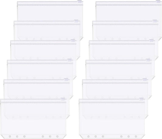 12 money envelopes with 6 holes for A6 size - Budget sleeve for receipts - Storage accessories with binding spine - Savings accessories