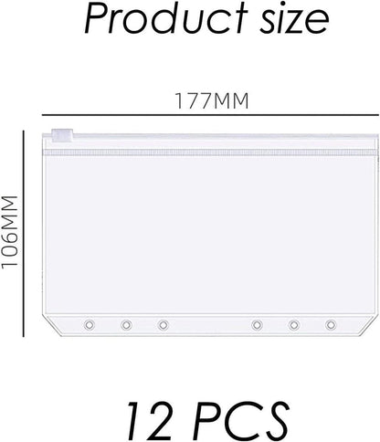 12 money envelopes with 6 holes for A6 size - Budget sleeve for receipts - Storage accessories with binding spine - Savings accessories