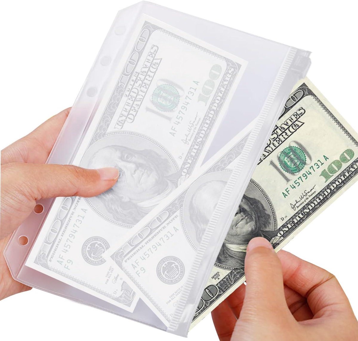 12 money envelopes with 6 holes for A6 size - Budget sleeve for receipts - Storage accessories with binding spine - Savings accessories