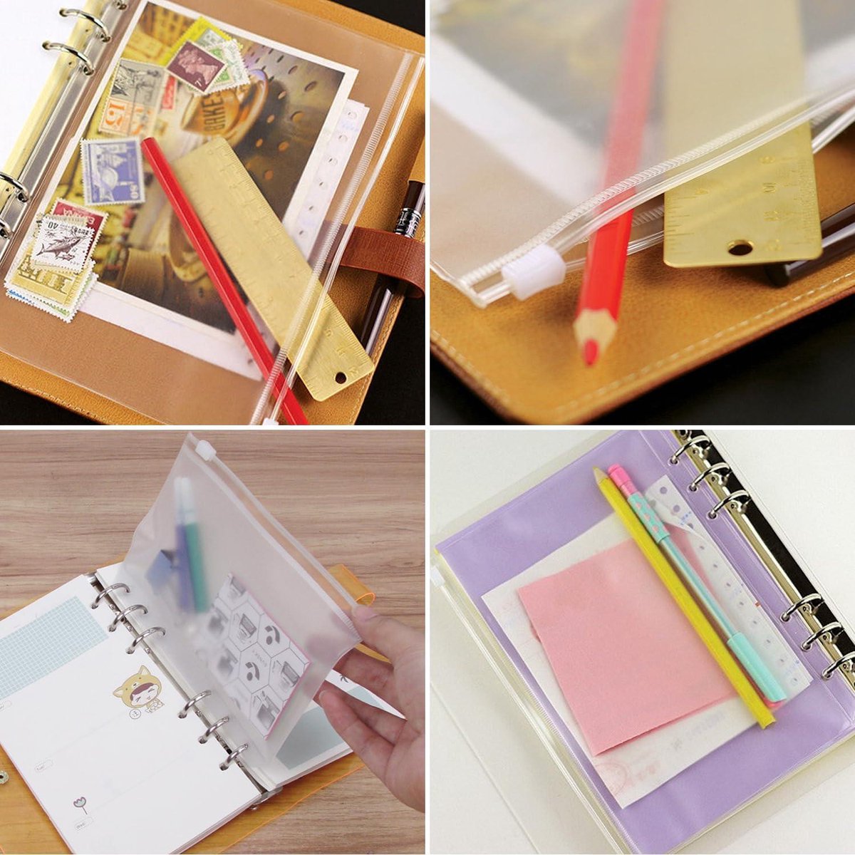 12 money envelopes with 6 holes for A6 size - Budget sleeve for receipts - Storage accessories with binding spine - Savings accessories