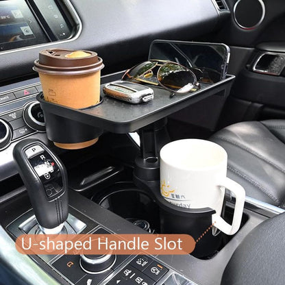 Portable car storage accessories, car beverage tray, car cup tray, 360-degree rotatable, adjustable insert foot 7.5 cm