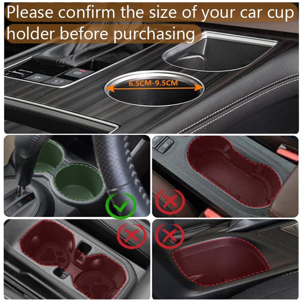 Portable car storage accessories, car beverage tray, car cup tray, 360-degree rotatable, adjustable insert foot 7.5 cm