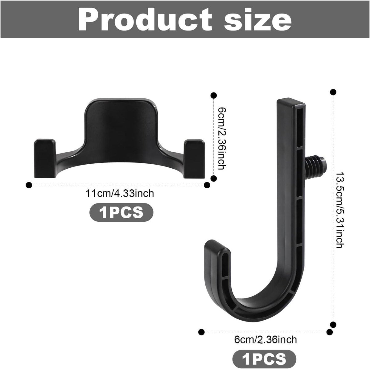 Allecta - Set of 2 Storage Hooks for Sheds | V-Shaped Tool Hooks | Storage Accessories - Black | Suitable for Craftsman Sheds