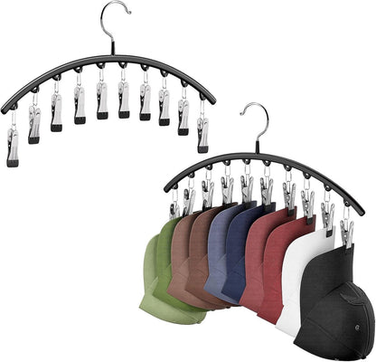 2 pieces - Hat rack - clothes rack - sock clip - hat rack for the wardrobe - storage accessories - suitable for drying clothes, socks and hats - black - 37*23 cm
