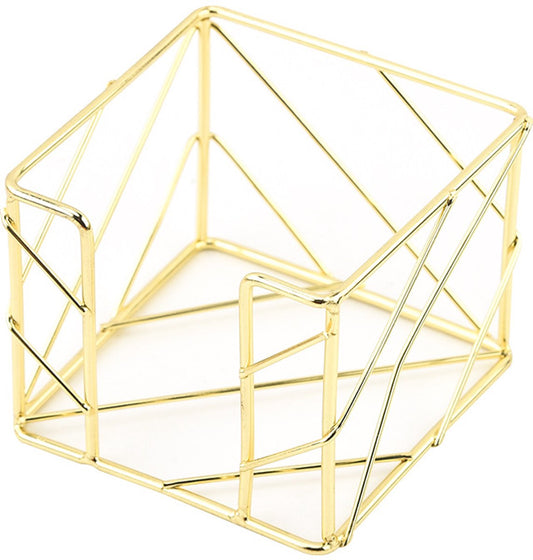 Sticky Note Organizer - Storage Rack - Metal Storage Rack - Creative Openwork Note Box - Desk Storage Accessories - Post-it Holder - Gold.