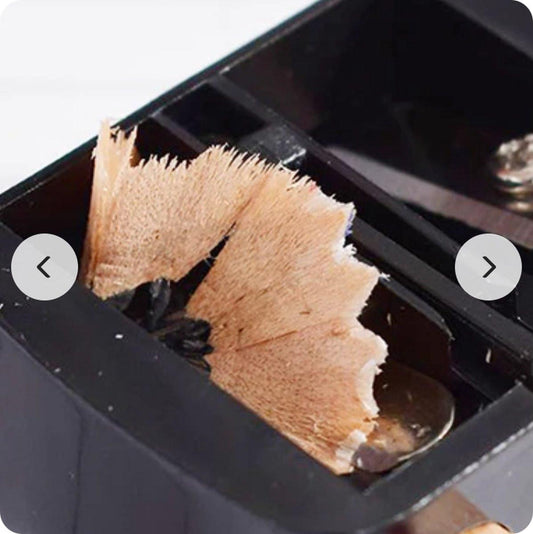 Black 2-hole pencil sharpener - Makeup sharpener with collection tray - plastic.