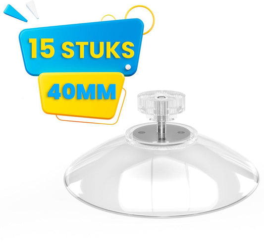 Brute Strength - 15 x Threaded Suction Cup - 40MM M4x10 - Suction cup with hook alternative to window film - sun protection suction cups - suction cup hooks - nut â bolt - glass - hanging hooks.