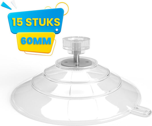 Brute Strength - 15 x Threaded Suction Cup - 40MM M4x10 - Suction cup with hook alternative to window film - sun protection suction cups - suction cup hooks - nut â bolt - glass - hanging hooks.