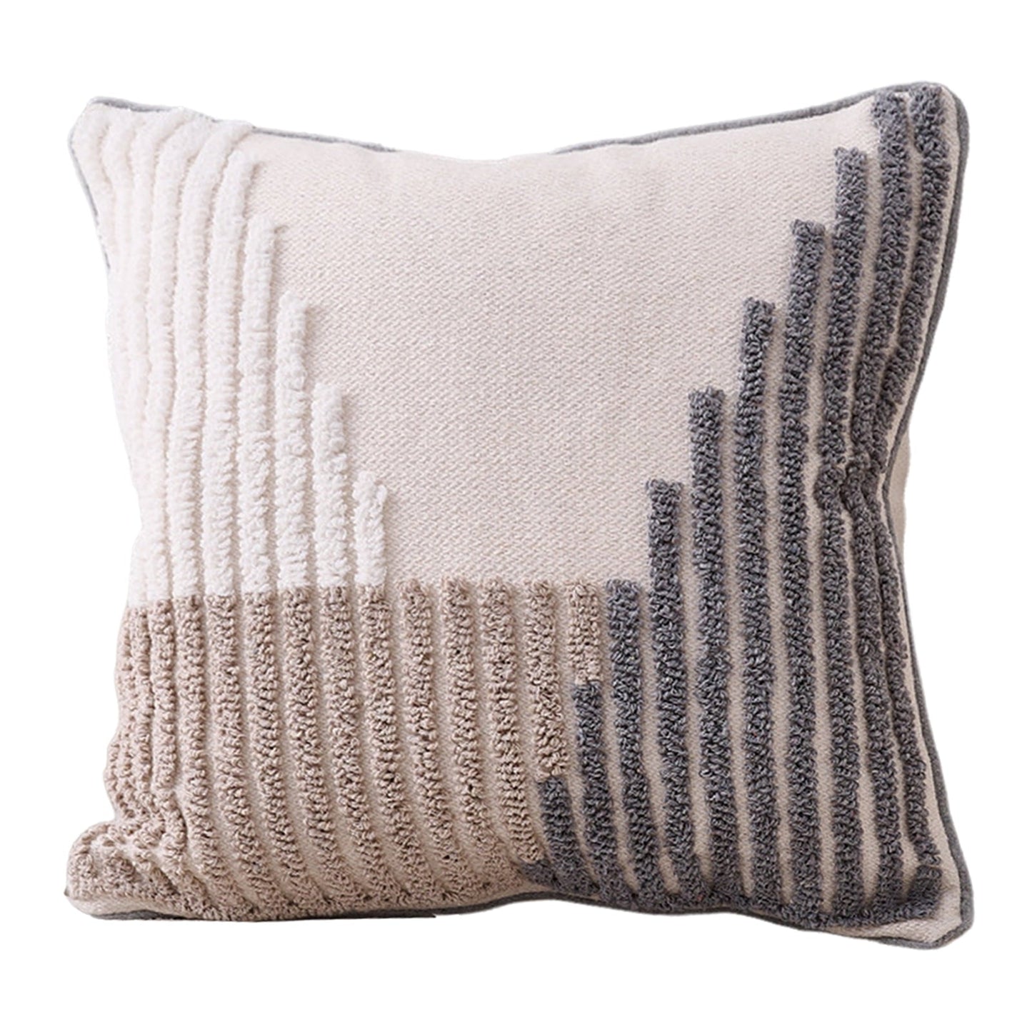 Walbest Boho Throw Pillow with Braided Rope Pattern And Tassels Soft Cotton Linen Textured Cushion for Sofa Bed Office 45x45cm F