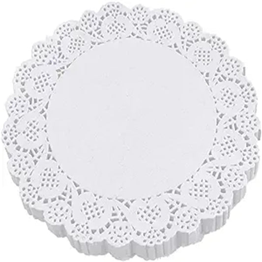 Lace Paper Placement, 12 inch Round White Paper Placement, Disposable Paper Placemats, for Wedding, Birthday, Cakes, Desserts, Tableware Food Decoration, Pack of 100