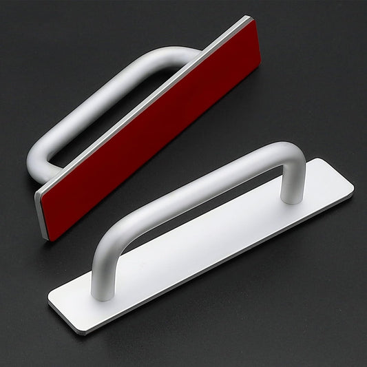 2 Pack Adhesive Handles Self Stick Instant Cabinet Handles 5.83" Stick on Cabinet Handles Drawer Push Pull Handles Helper Sliding Screen Door Handles for Sliding Closet Window Wardrobe - Black 5.83 In Length Silver