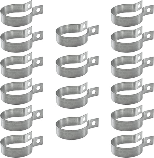 16 Pcs Brace Bands Chain Link Fence, Galvanized Steel Chain Link Brace Band Use for 1-7/8" Outside Diameter Post/Pipe, Gate, Fences Panels Silver