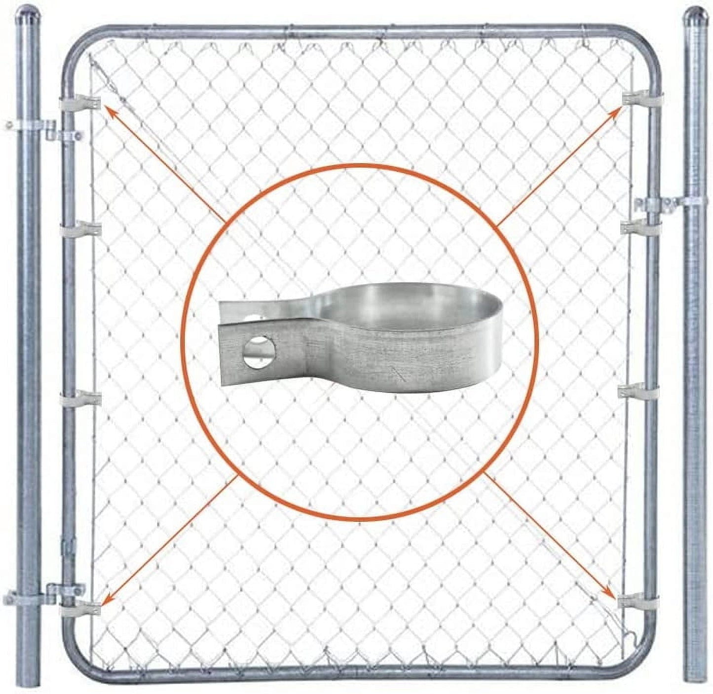 16 Pcs Brace Bands Chain Link Fence, Galvanized Steel Chain Link Brace Band Use for 1-7/8" Outside Diameter Post/Pipe, Gate, Fences Panels Silver
