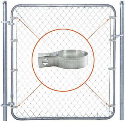 16 Pcs Brace Bands Chain Link Fence, Galvanized Steel Chain Link Brace Band Use for 1-7/8" Outside Diameter Post/Pipe, Gate, Fences Panels Silver