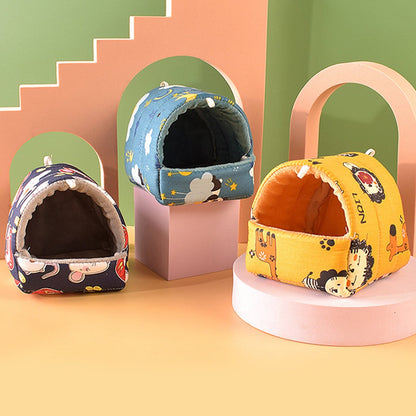 Yirtree Cartoon Pattern Guinea Pig Cave House Bed, Rabbit Squirrel Chinchilla Hamster Hedgehog Nest Hideout, Small Animals Cage Warm Supplies, Machine Washable S Dinosaur