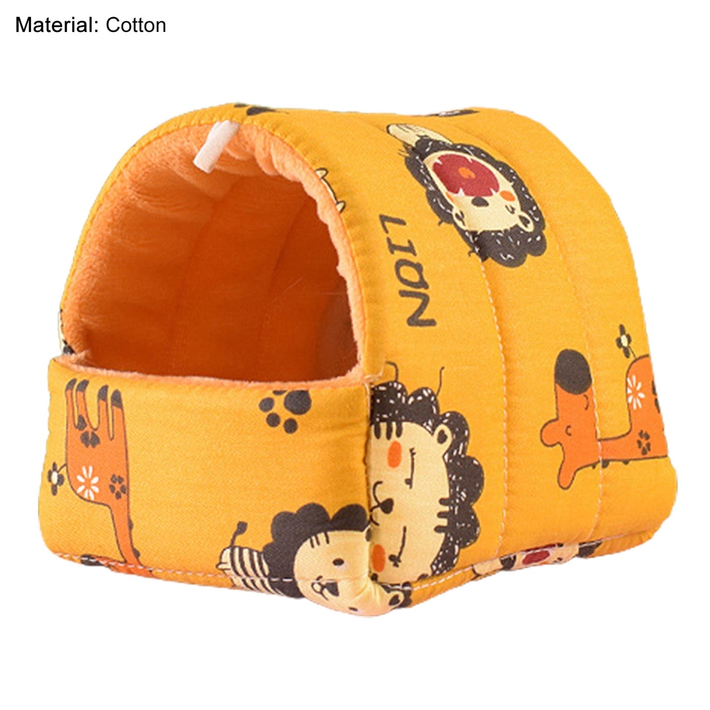 Yirtree Cartoon Pattern Guinea Pig Cave House Bed, Rabbit Squirrel Chinchilla Hamster Hedgehog Nest Hideout, Small Animals Cage Warm Supplies, Machine Washable M Pink Fox