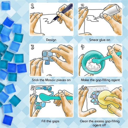 0.55 LB Blue Mixed Irregular Crystal Glass Mosaic Tiles,Blue Mosaic Glass Tiles Pieces Glitter,Tiny Mosaic Tile for Art Crafts,Mosaic Making Projects,Home Decor