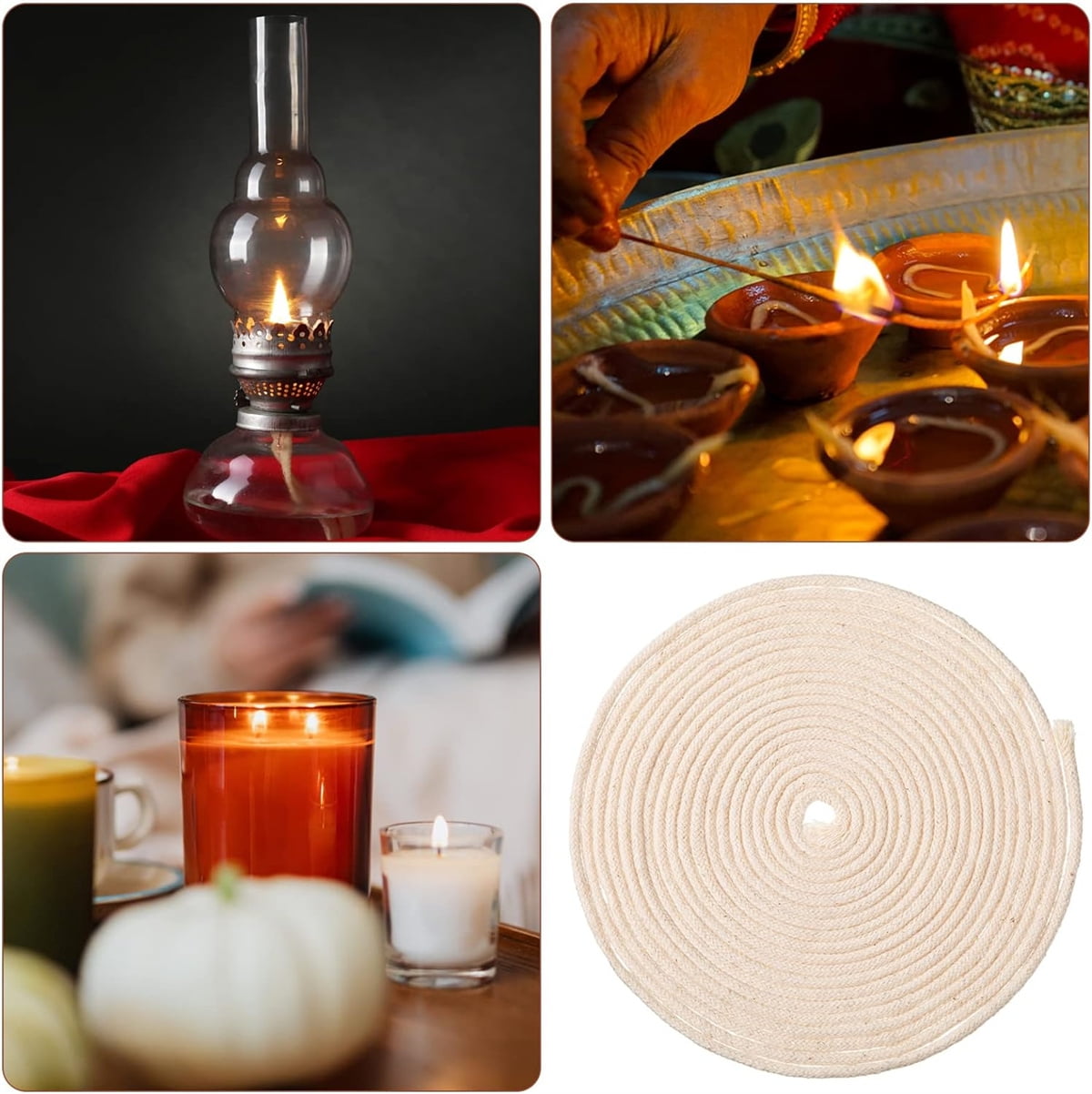 GIXUSIL 26.25 Feet Flat Wide, Oil Lamp Wick, Oil Burner Wick, Cotton Replacement Lanterns Wick with Red Stitch for Kerosene Paraffin Burner Lighting, Lantern Oil Burner, 4 Rolls 26.25'