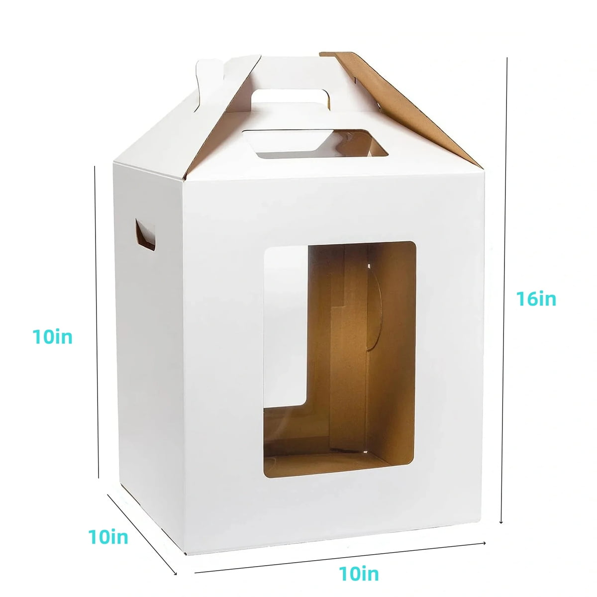Large Tall Cake Boxes,Disposable Layer Tall Cake Carrier with Window,White Cake Packaging Box,Portable Cake Box,Tier Cake Take Out Transport Containers,for Birthday Wedding Christmas 10" x 10" x 16"