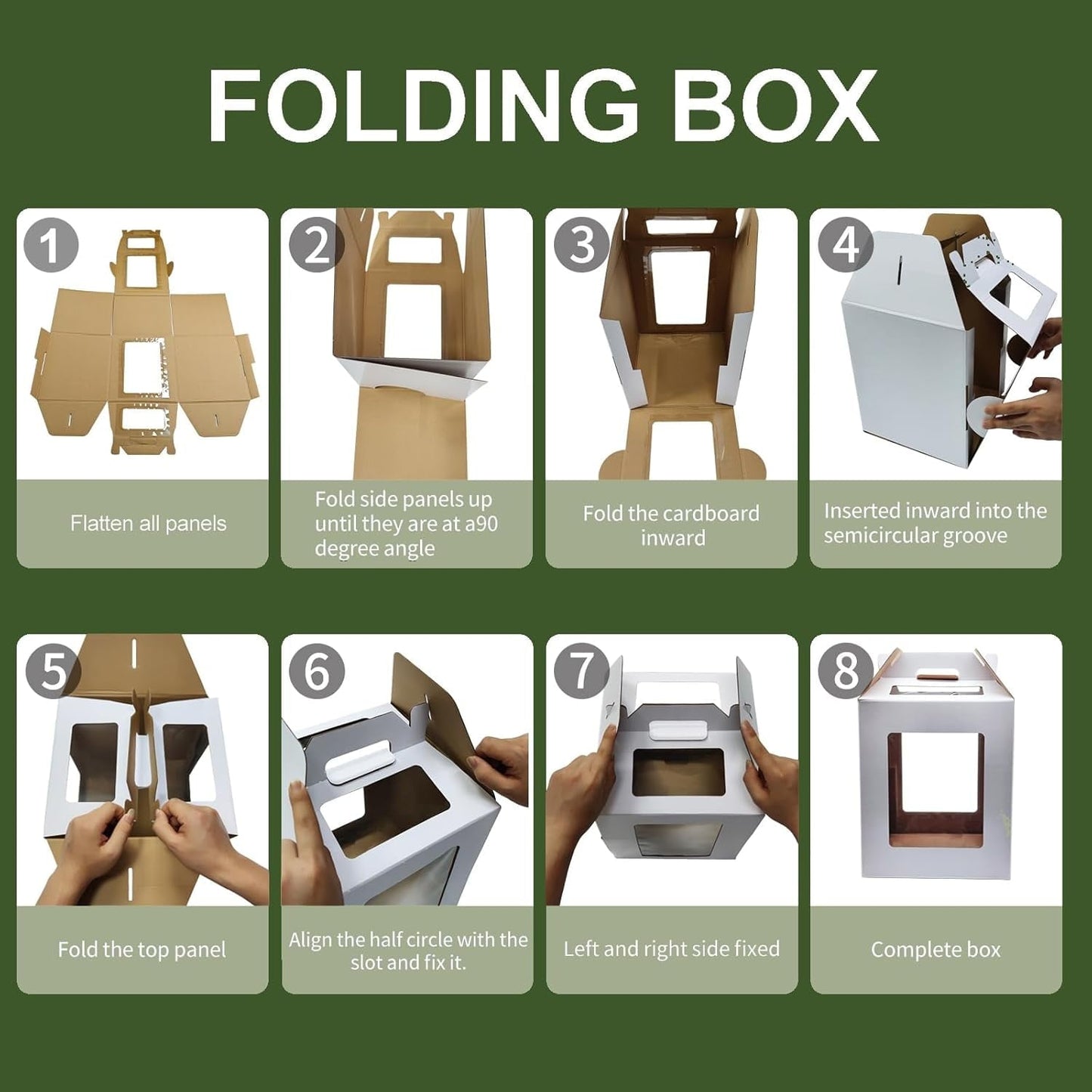 Large Tall Cake Boxes,Disposable Layer Tall Cake Carrier with Window,White Cake Packaging Box,Portable Cake Box,Tier Cake Take Out Transport Containers,for Birthday Wedding Christmas 10" x 10" x 16"