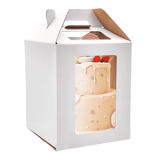 Large Tall Cake Boxes,Disposable Layer Tall Cake Carrier with Window,White Cake Packaging Box,Portable Cake Box,Tier Cake Take Out Transport Containers,for Birthday Wedding Christmas 12" x 12" x 18"