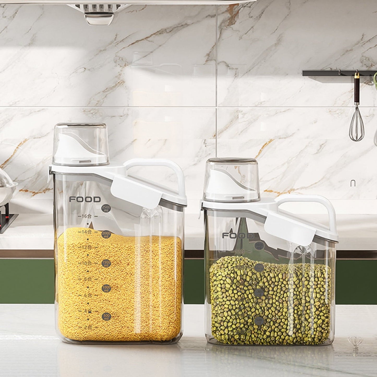 Cheers.US 2000ml/2800ml Airtight Cereal Container Rice Dry Grain Dispenser Thicken Rice Cylinder Clear Food Storage Box S Green