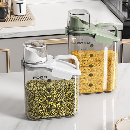 Cheers.US 2000ml/2800ml Airtight Cereal Container Rice Dry Grain Dispenser Thicken Rice Cylinder Clear Food Storage Box S Green